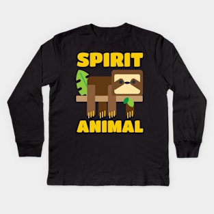 My Spirit Animal Is A Sloth - Three Toed Slow Kids Long Sleeve T-Shirt